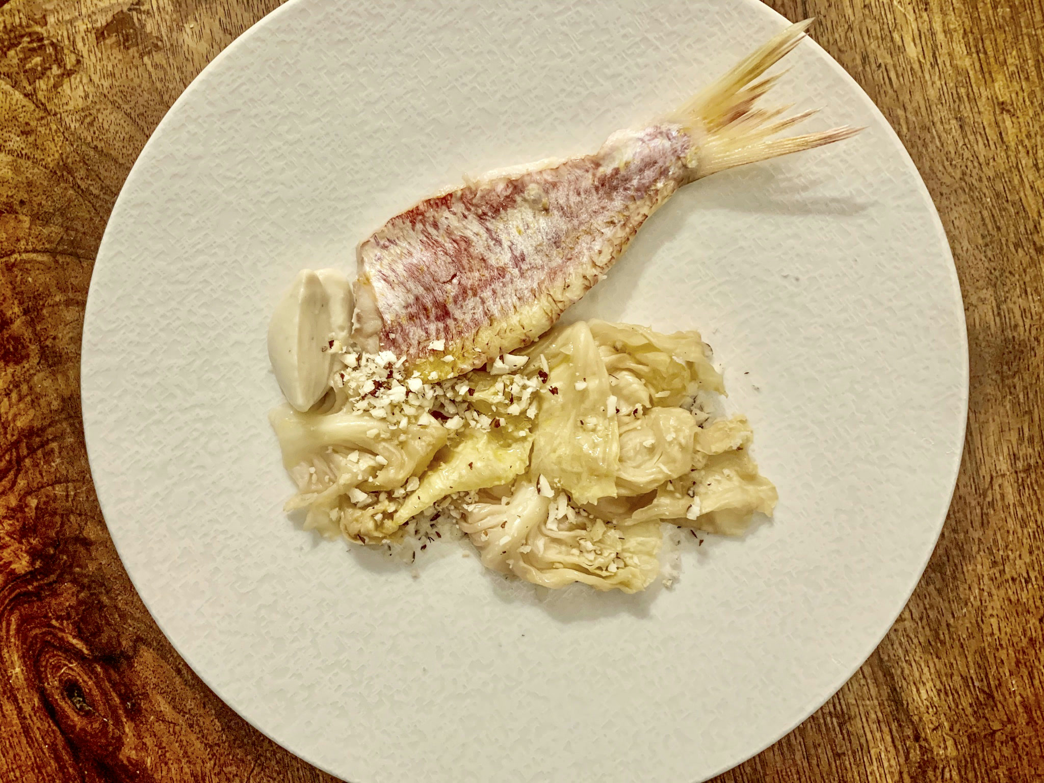 Red mullet, braised cabbage