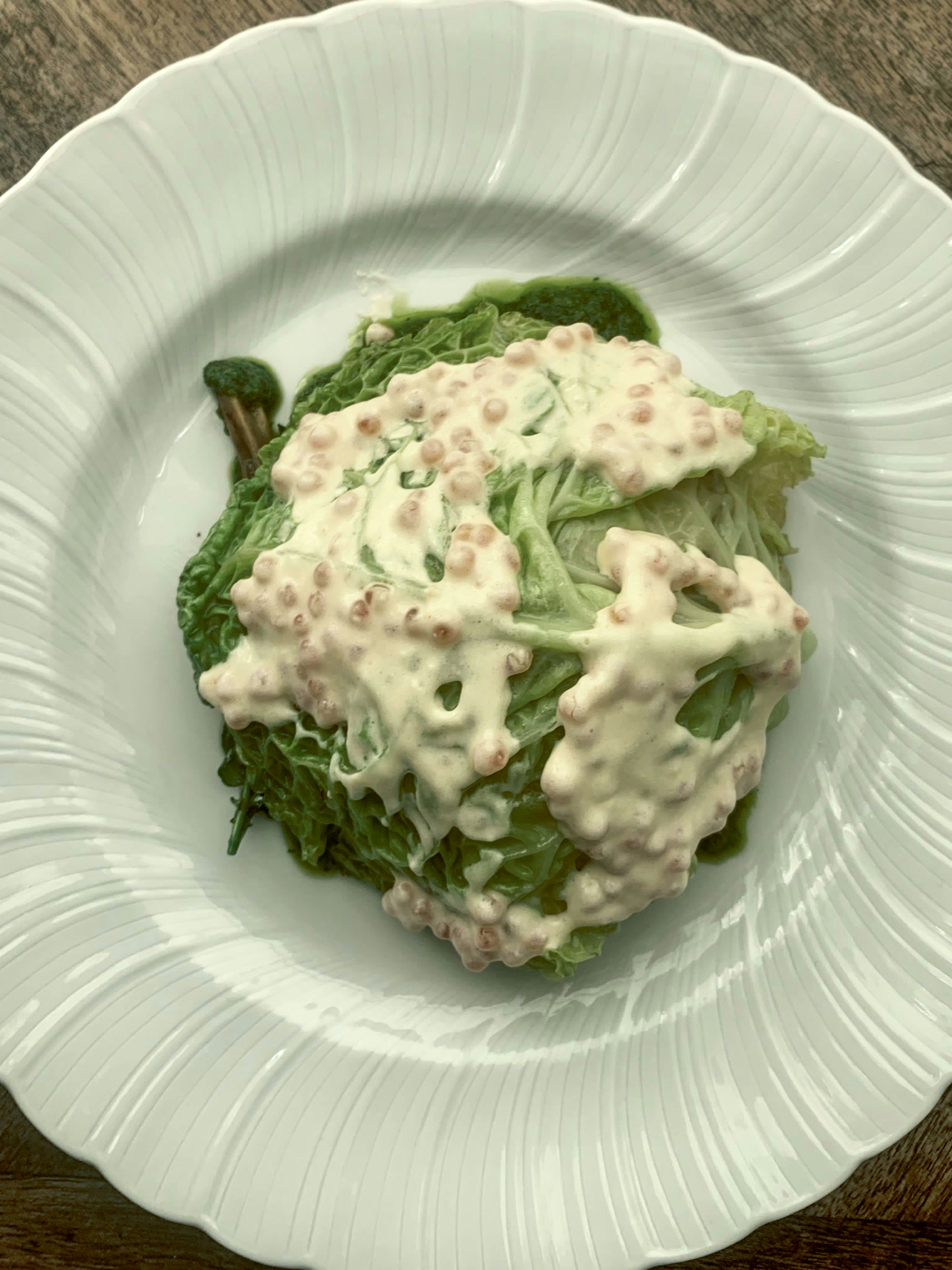 Savoy cabbage, tapioca cream